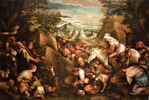 Moïse fait jaillir de l'eau du rocher - atelier de Francesco Bassano II